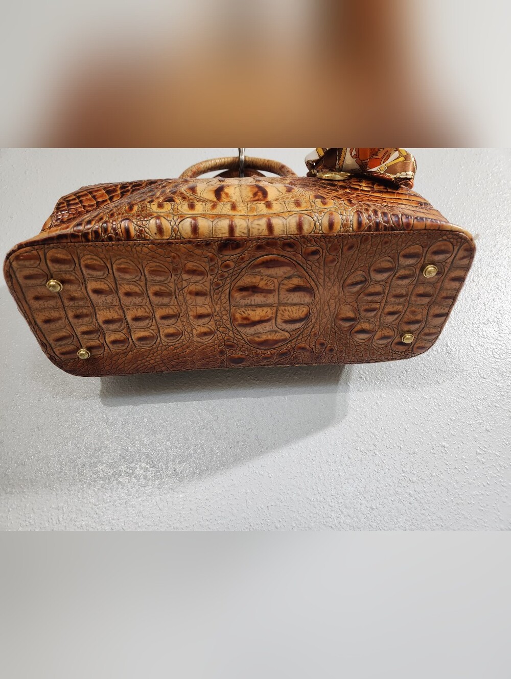 Brahmin Stacy satchel crafted from toasted Melbourne croc-embossed leather 12x8 - Picture 3 of 15